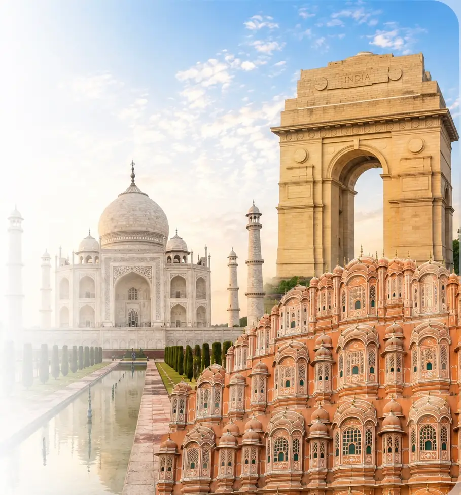 7 Days Golden Triangle Tour in India featuring the Taj Mahal, Amber Fort and India Gate